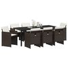 vidaXL Garden Dining Set with Cushion 9 pcs Brown Poly Rattan