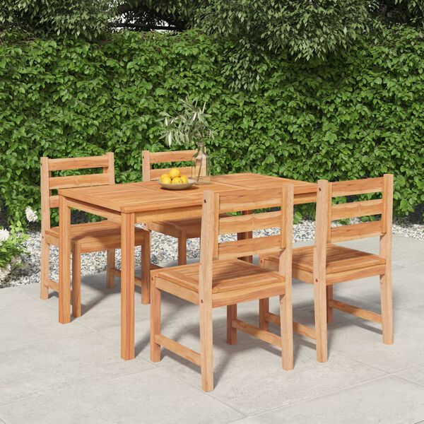 vidaXL Garden Dining Set Natural Wood Solid Teak Wood 5 Piece Set