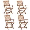 vidaXL Garden Chair Set of 4 Natural Solid acacia wood Standard