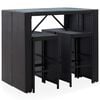 vidaXL Bar Set Poly rattan: Black