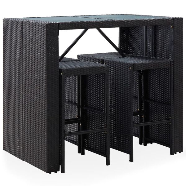 vidaXL Bar Set Poly rattan: Black