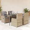 vidaXL 5 Piece Patio Dining Set with Cushions Beige Poly Rattan