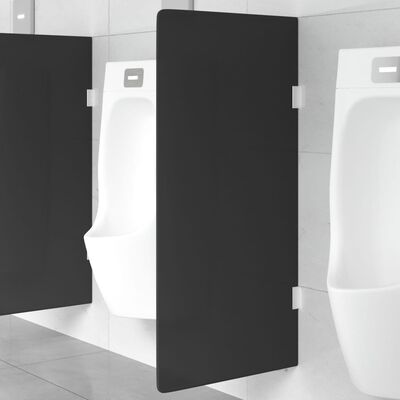 vidaXL Wall-mounted Urinal Privacy Screen Black 35.4"x15.7" Tempered Glass