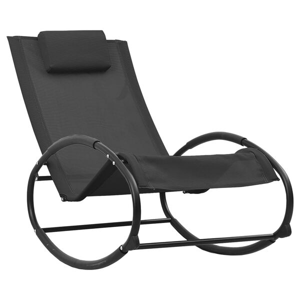 vidaXL Sun Lounger with Pillow Steel and Textilene Black
