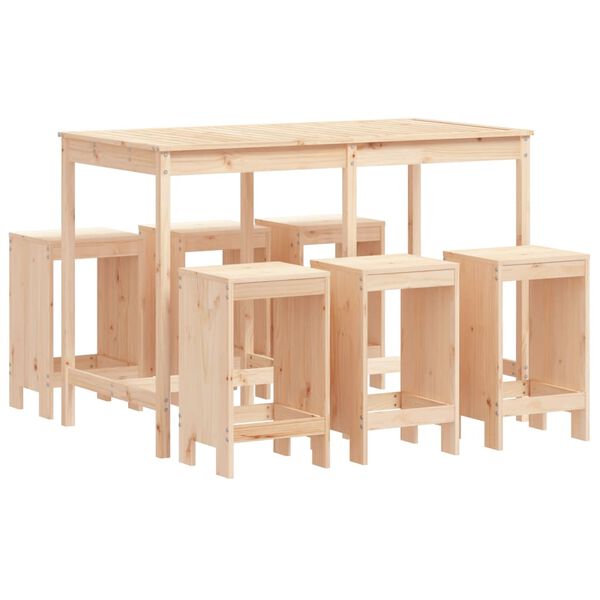 vidaXL Garden Bar Set Natural Pine Solid Pine Wood Medium Sturdy