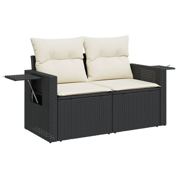 vidaXL Garden Sofa Set Black, Cream