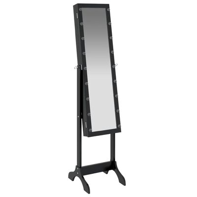 vidaXL Free-Standing Mirror with LED Black 13.4"x14.6"x57.5"