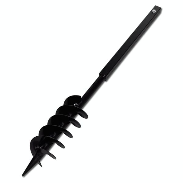 vidaXL Ground Drill Handle Auger Bit 3.94" Black Double Spirals Steel