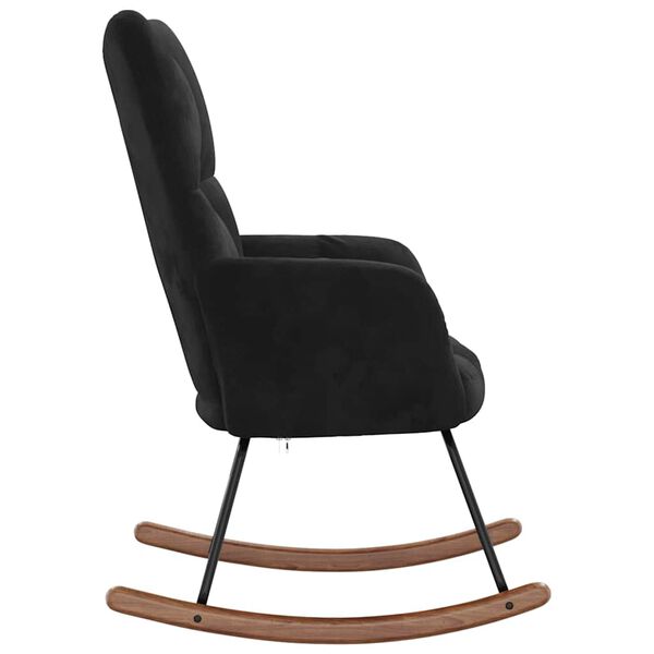 vidaXL Rocking Chair Black Velvet (100% polyester), solid rubberwood, steel