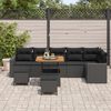 vidaXL Garden Sofa Set Height-Adjustable 9 pcs Black Poly Rattan