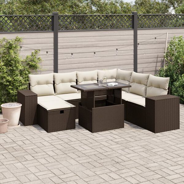 vidaXL Garden Sofa Set Brown