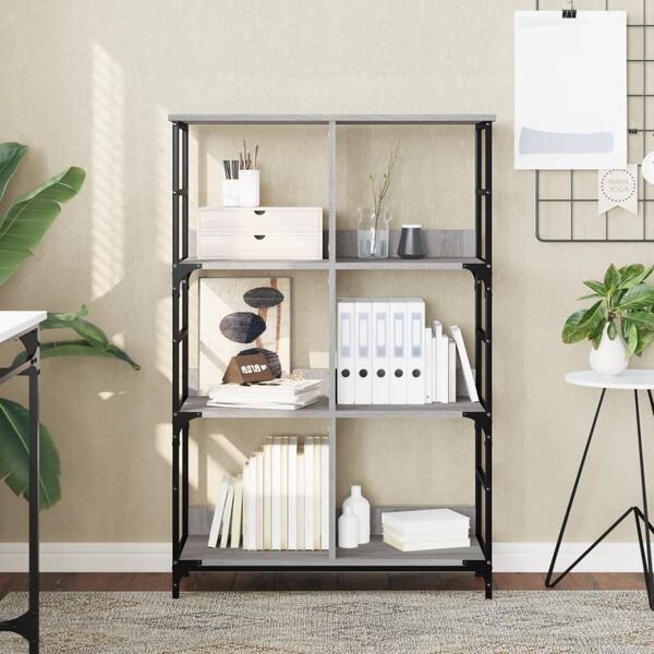 vidaXL Bookshelf Grey Sonoma Engineered wood and steel Large