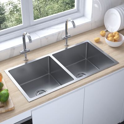 vidaXL Handmade Kitchen Sink Stainless Steel