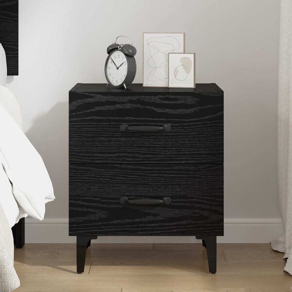 vidaXL Bed Cabinet Black oak 40 x 35 x 47.5 cm Engineered wood