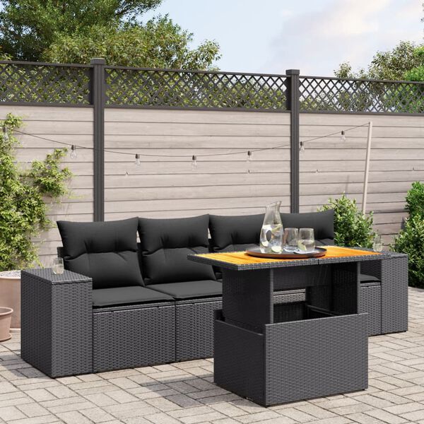 vidaXL Garden Sofa Set Black