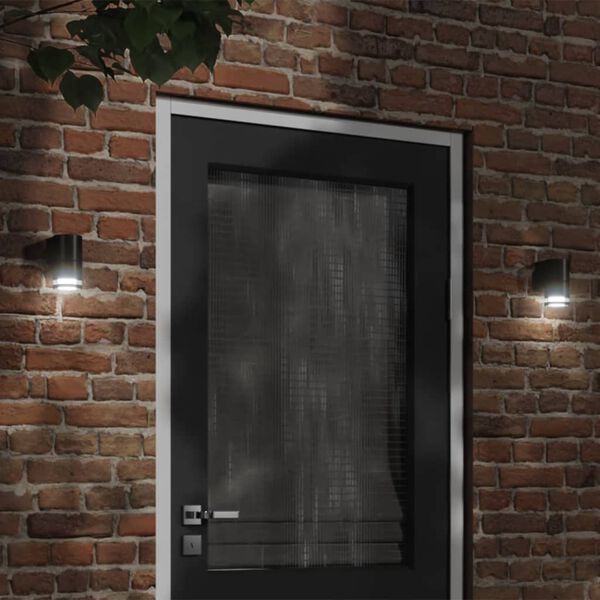 vidaXL Outdoor Wall Light Set of 2 Black