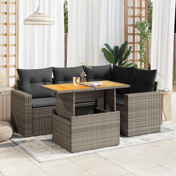 vidaXL Garden Sofa Set Grey