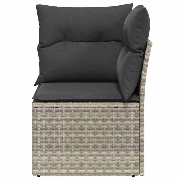 vidaXL Garden Sofa Light Grey Poly Rattan, powder-coated steel