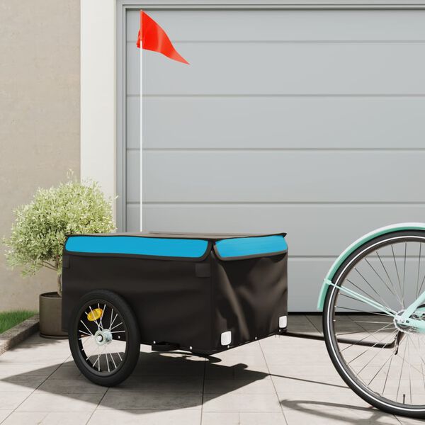 vidaXL Bike Trailer Black and Blue 99.2 lb Iron