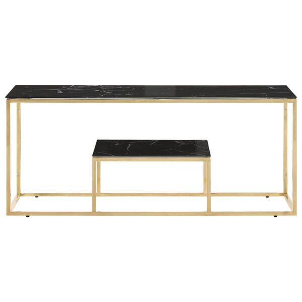 vidaXL Coffee Table Gold, Black Stainless Steel, Toughened Glass Large