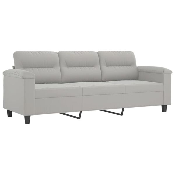 vidaXL 3 Piece Sofa Set with Cushions Light Gray Microfiber Fabric
