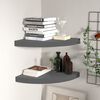 vidaXL Corner Shelf Set of 2 High gloss grey Honeycomb MDF, metal