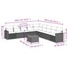 vidaXL Garden Sofa Set Black Poly Rattan Large Removable Covers
