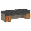 vidaXL Garden Sofa Set Grey Poly Rattan, Steel, Acacia wood Large