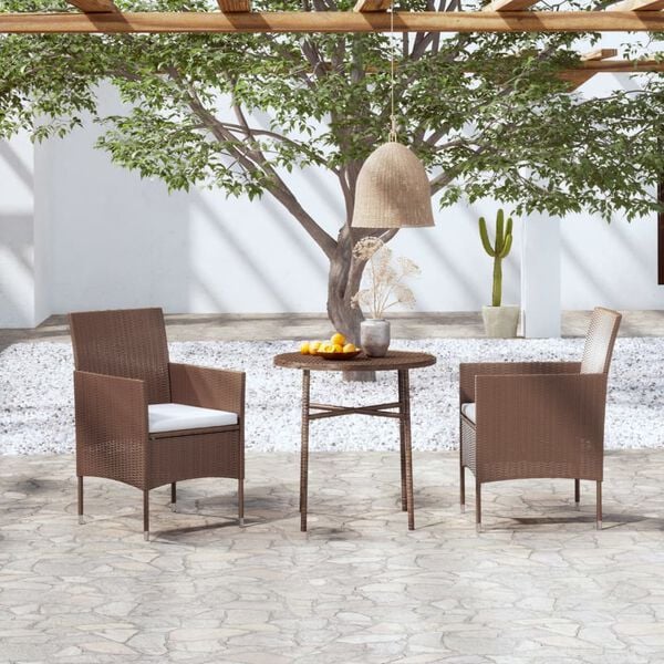 vidaXL Garden Dining Set Brown PE Rattan Standard Ergonomic