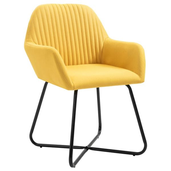 vidaXL Dining Chair Set of 4 Yellow Fabric and Powder-Coated Steel