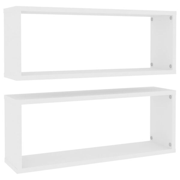 vidaXL Wall Shelf Set of 2 White Engineered wood