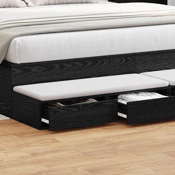 vidaXL Bed Drawers Black Oak 70.87 x 14.37 x 6.50 in Engineered Wood