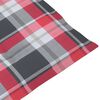 vidaXL Patio Chairs 2 pcs Red Check Pattern Cushions Solid Teak Wood