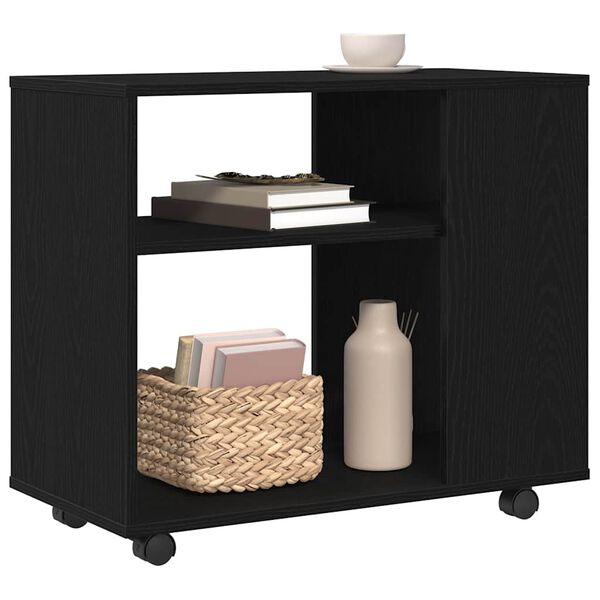 vidaXL Side Table Black Oak 27.6x13.8x23.6" Engineered Wood
