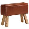 vidaXL Bok Bench Brown and natural Real leather, solid mango wood Medium