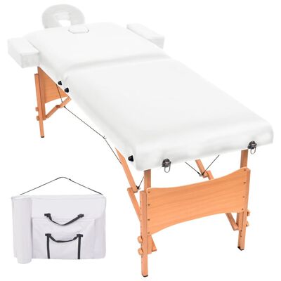 vidaXL 2-Zone Folding Massage Table 3.9" Thick White