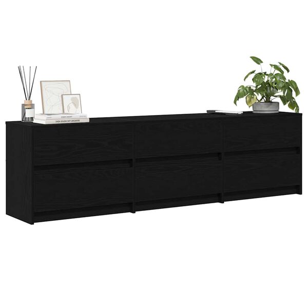 vidaXL TV Units Wall-mounted 2 pcs Black Oak 70.87 x 13.39 x 19.69 in