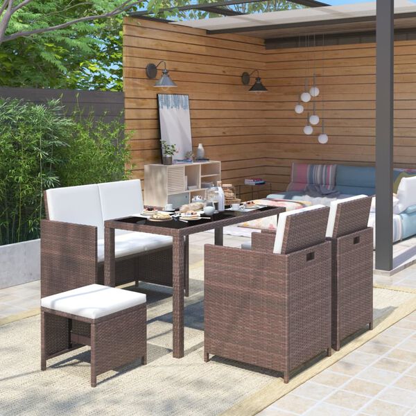 vidaXL Garden Dining Set Brown and cream white