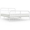 vidaXL Bed Frame White Steel Double Bed Frame Rectangular Industrial