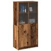 vidaXL Highboard Old wood Engineered wood, glass 26.8 x 14.6 x 55.9 in