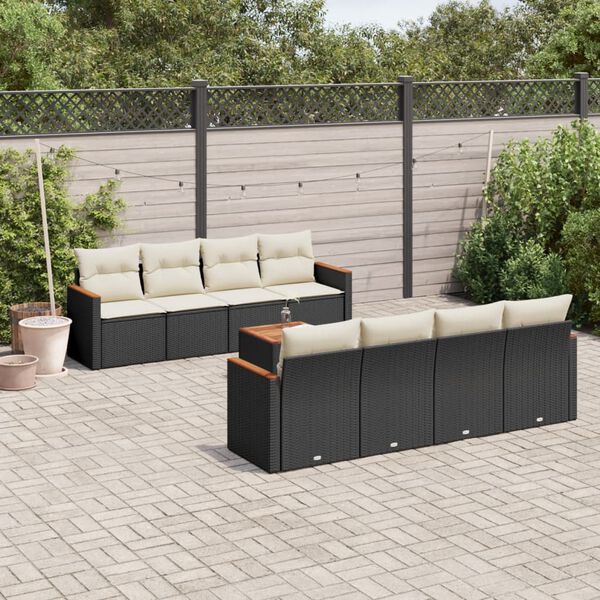 vidaXL Garden Sofa Set Black, Cream White