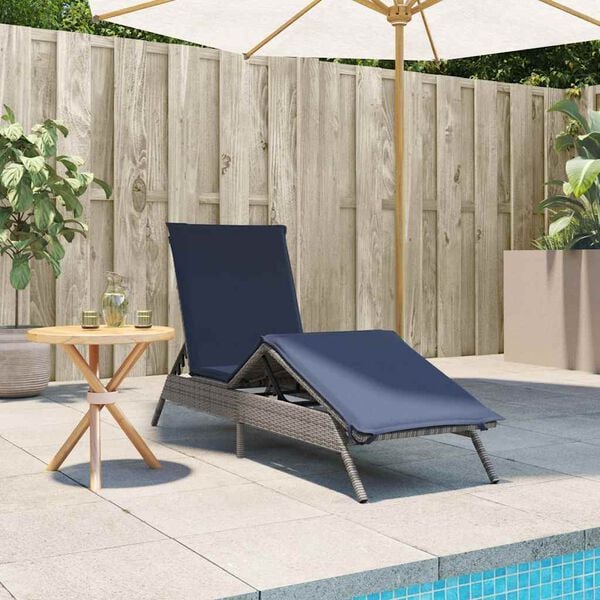 vidaXL Patio Sun Lounger Gray PE rattan Extra Long Adjustable Footrests