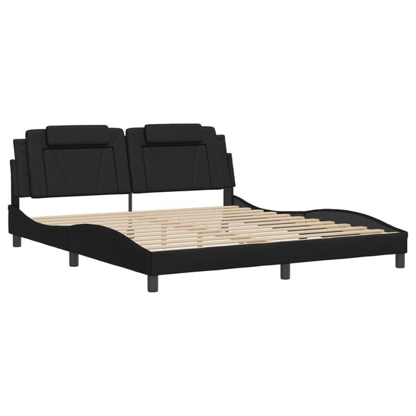 vidaXL Bed Frame "Viana" without Mattress Black 72"x83.9"Faux Leather
