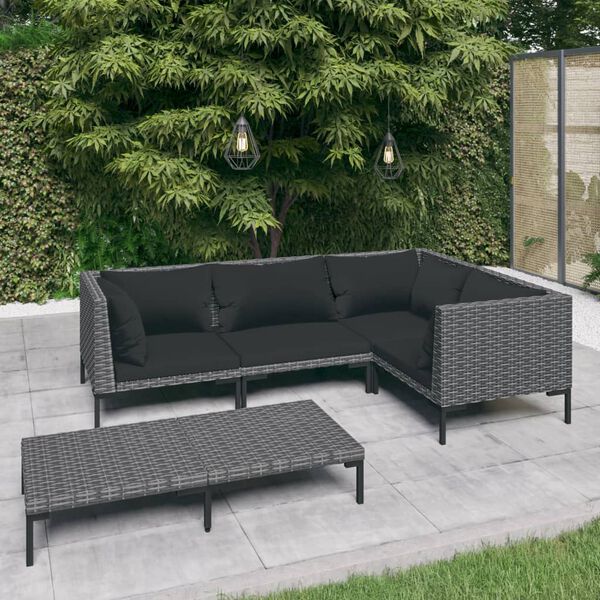 vidaXL Garden Lounge Set Dark Grey, Black