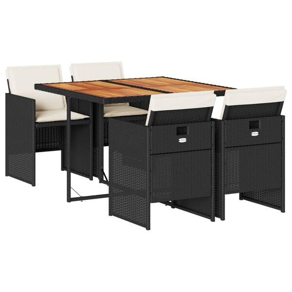 vidaXL Patio Dining Set Set of 4 Black, Brown, Cream White