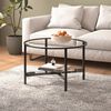 vidaXL Tea Table Black and Transparent Tempered Glass, Powder-Coated Iron