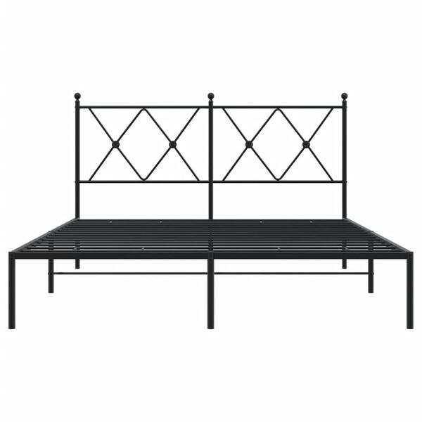 vidaXL Bed Frame Black Powder-Coated Steel Double Bed Frame