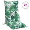 vidaXL Highback Chair Cushion Set of 6 Green with leaf pattern