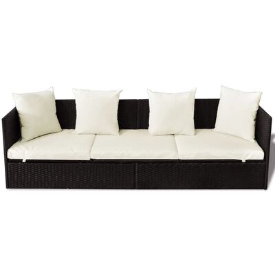 vidaXL Patio Sofa with Cushion & Pillow Poly Rattan Brown