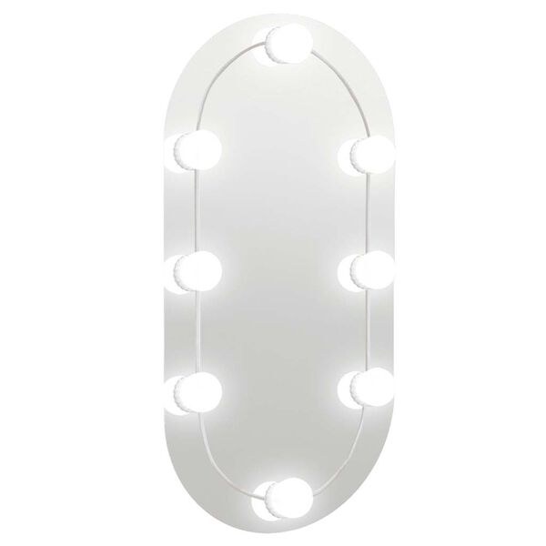 vidaXL Mirror With Led Light Silver Glass, Plastic Medium